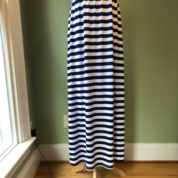 Susana Monaco Blue White Stripe Strapless Dress M - Picture 3 of 9